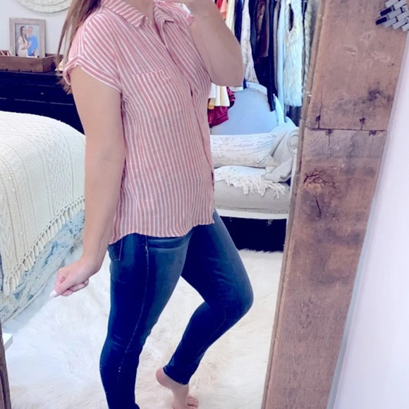 Becool red striped top size large - Picture 3 of 6